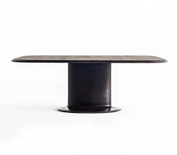 Elliptical cylinder casting bronze table