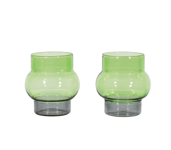 BUMP SHORT GLASS GREEN X2